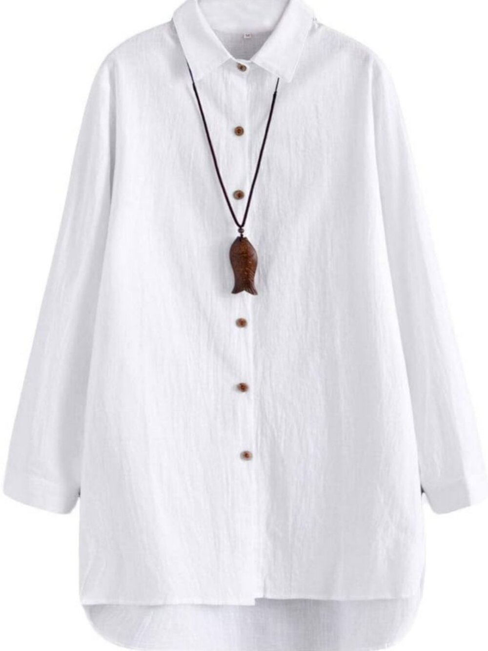 Women's Cotton Hi Low Tunic Tops, Button Down Blouse, Casual Boyfriend Style